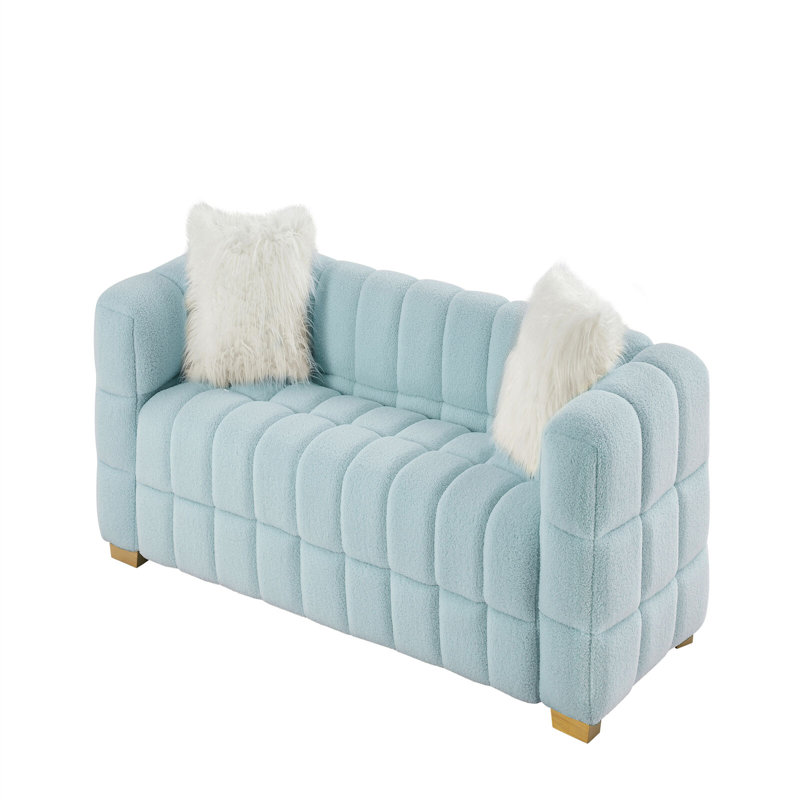 Clintondale 3 Seater Boucle Loveseat, Blue