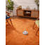 Tapis rond en laine nouée à la main Carpenter - forme ronde | Couleur orange | Conception solide-275460960