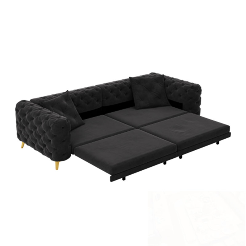 Canapé-lit convertible Nithsdale avec repose-pieds mobile, Noir
