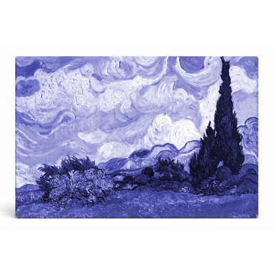 Champ de blé avec cyprès (1889) - Paysage, art mural sur toile