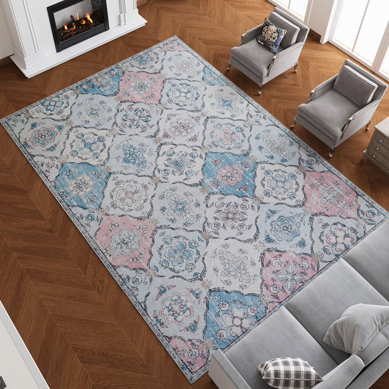 Lively Floral Rug Oriental Area Rug, Rectangle 5' x 7'