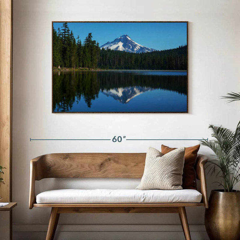 Mount Hood Reflection, 25" X 17", Floating Frame Walnut