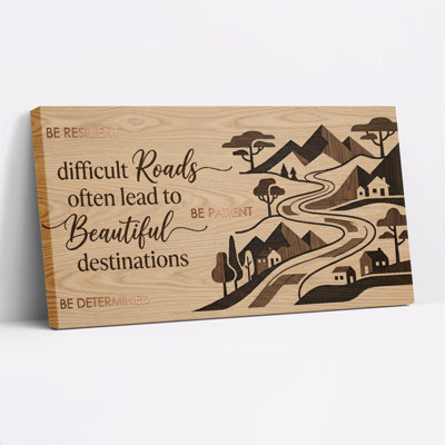 Tableau en bois représentant un paysage avec une citation inspirante, monté sur toile (lot de 1).