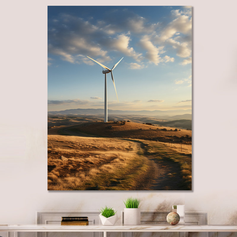 Wind Turbines Minimalist Motion I sur impression sur toile, H 32 po x l 16 po x P 1 po, Toile tendue