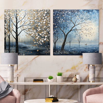«Blue Forest Tranquility In Winter I», ensemble de 2 impressions sur toile