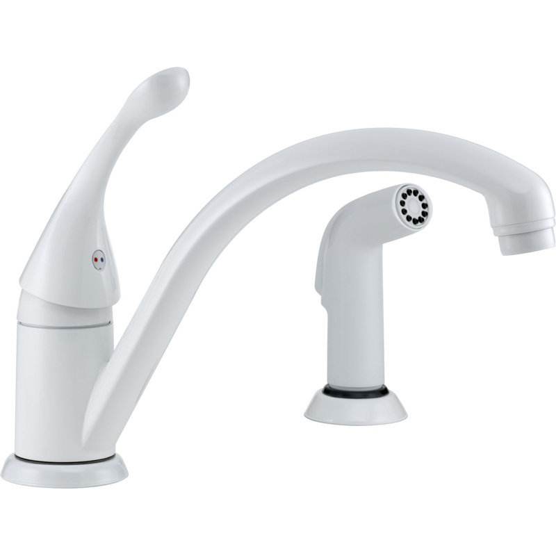 Collins Single Handle Kitchen Faucet with Side Spray, White