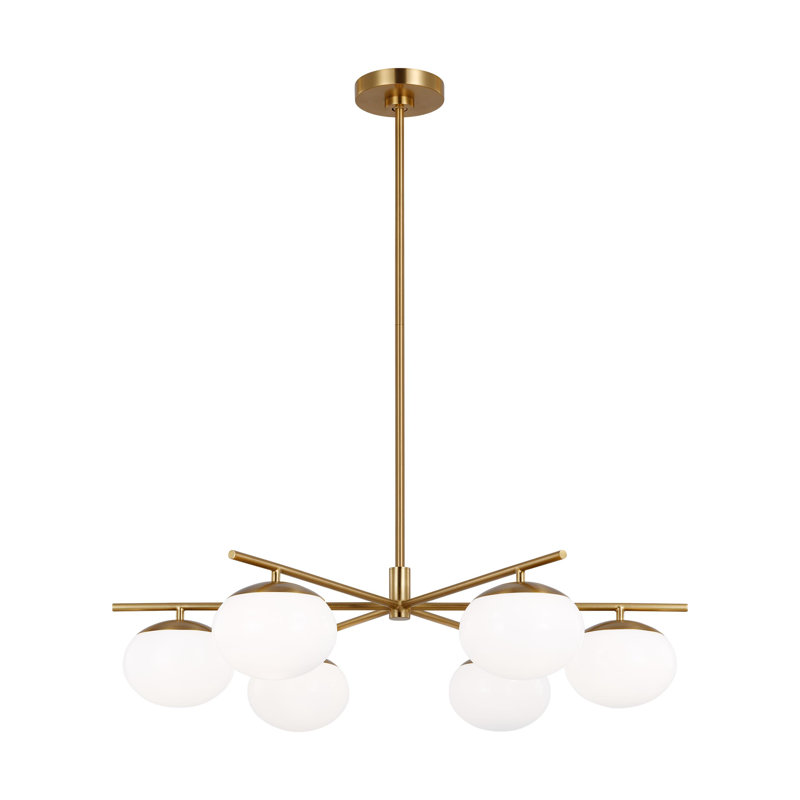Lune 6 - Light Chandelier, Burnished Brass