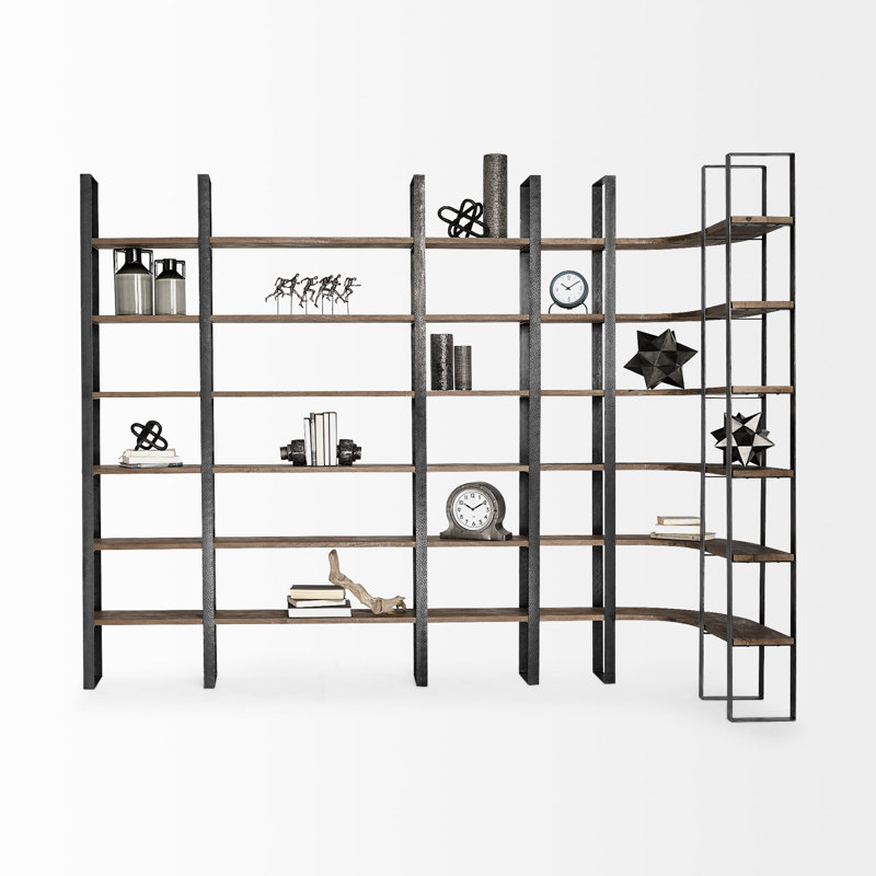 Corner Bookcase, Black/Dark Brown