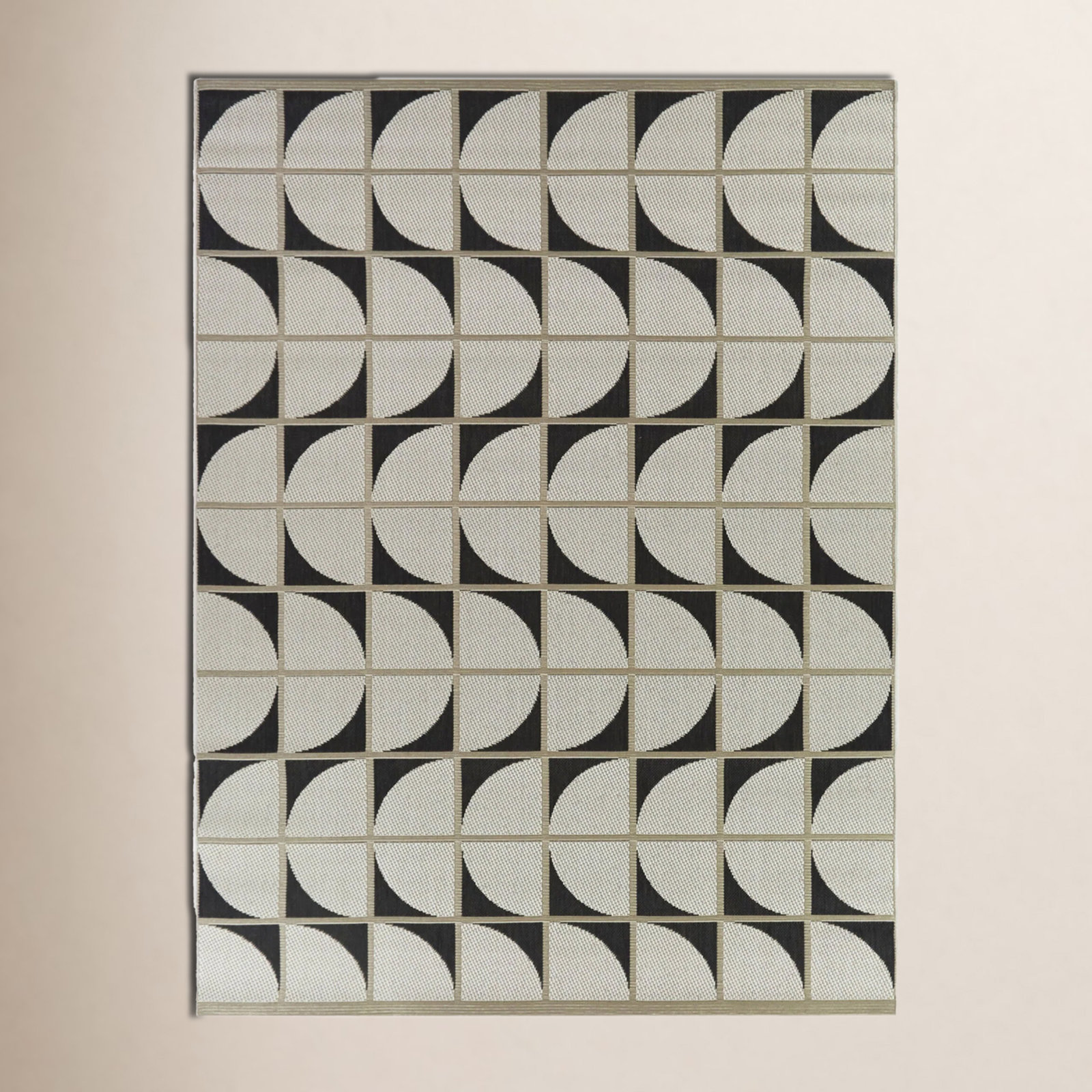 Charcoal Geometric Indoor Outdoor Rug, Rectangle 5'3" x 7'