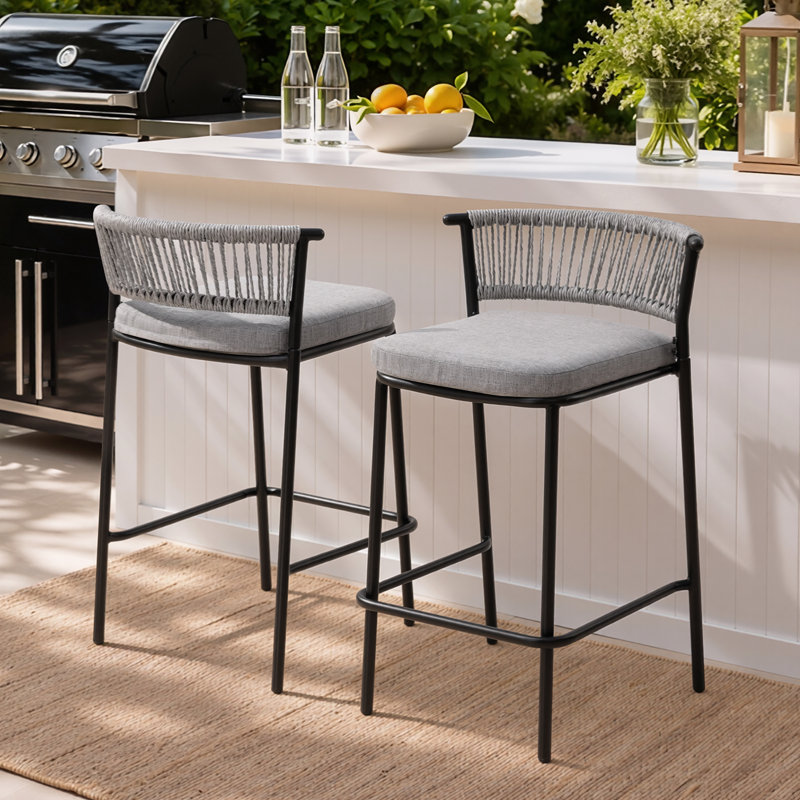 Tabouret de bar d'extérieur 26 po 2 personnes, 26, Gris clair