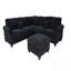Ensemble de conversation modulaire 4 pièces avec repose-pieds de coin assorti et repose-pieds à accoudoir droit et gauche en velours côtelé revêtu de velours noir-846210583