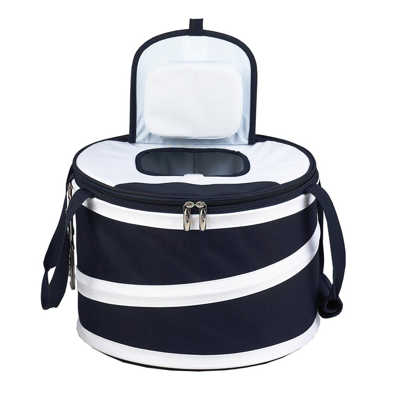 Glacière escamotable 24 canettes, Bleu marine et blanc