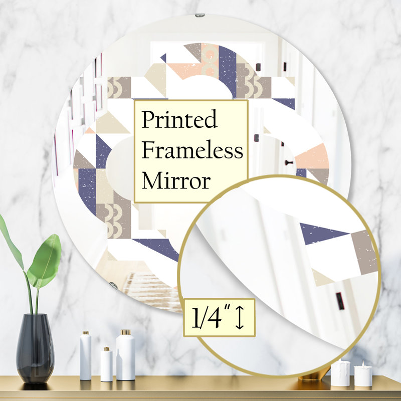 Miroir mural géométrique sans cadre éclectique, H 31,5 po x l po