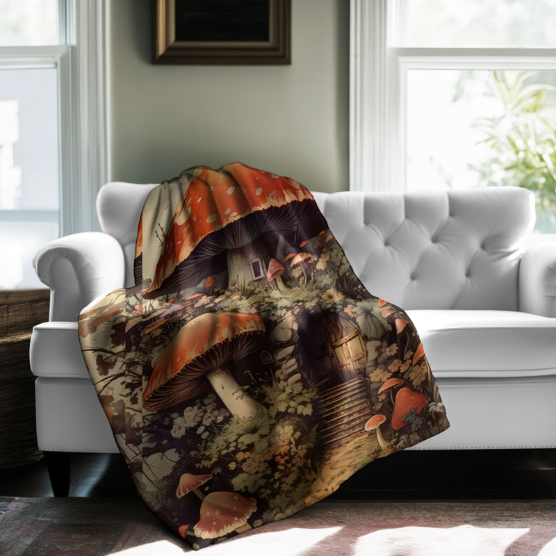 Jeté Nostalgic Mushroom Marvel - 1 pièce Sherpa Premium, L 60 po x L 80 po