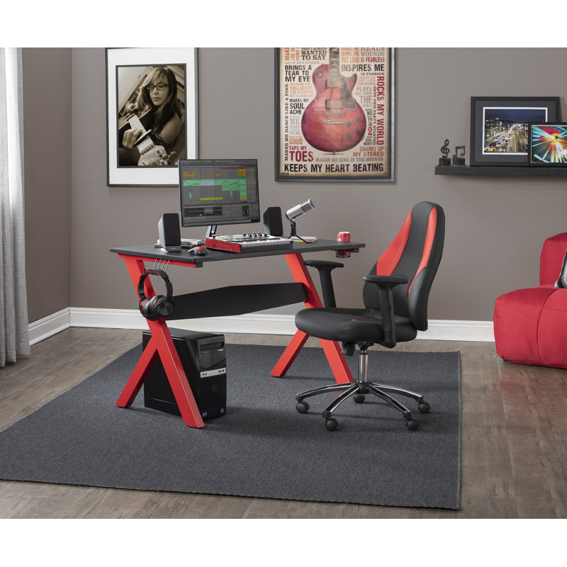 Ebern Designs Adjustable Ergonomic Swiveling PC & Racing Game Chair in Black
