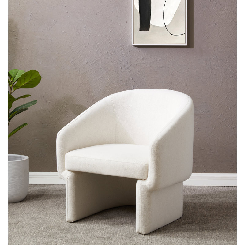 Mia Upholstered Wide Barrel Chair, Ivory Boucle