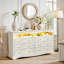 Commode à 6 tiroirs de 55,12 po de largeur, commode double large avec éclairage, commode de rangement en bois de style campagnard rétro, commode de style campagne française pour chambre à coucher, meuble télé pour salon-1539529114-1431264764