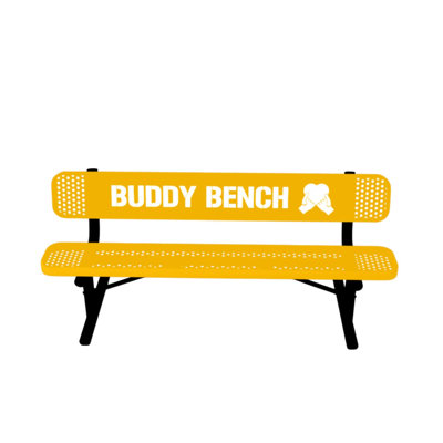 Banc d'appoint jaune perforé, 1,83 m, avec dossier, portable