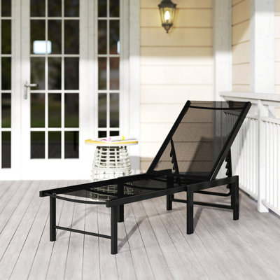 Outsunny Sun Lounger for Garden Texteline Seat Black