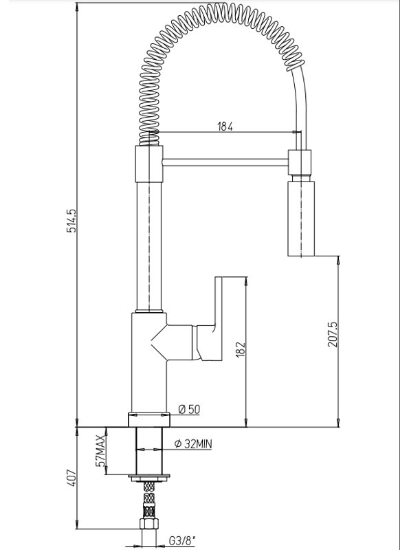 Piralla Arena Pull Down Kitchen Faucet