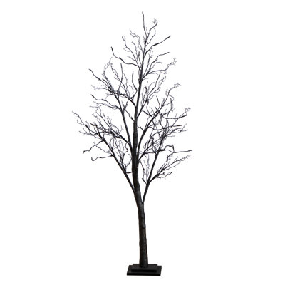5ft. Pre-Lit Halloween Deluxe Black Twig Artificial Fall Tree with 102 Orange and Purple LED Lights