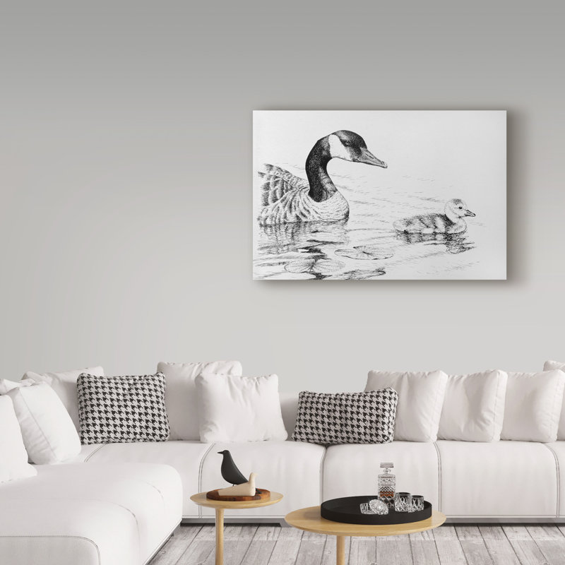 «Canada Goose And Baby» par Armstrong, impression sur toile tendue, H 16 po x l 24 po x P 2 po
