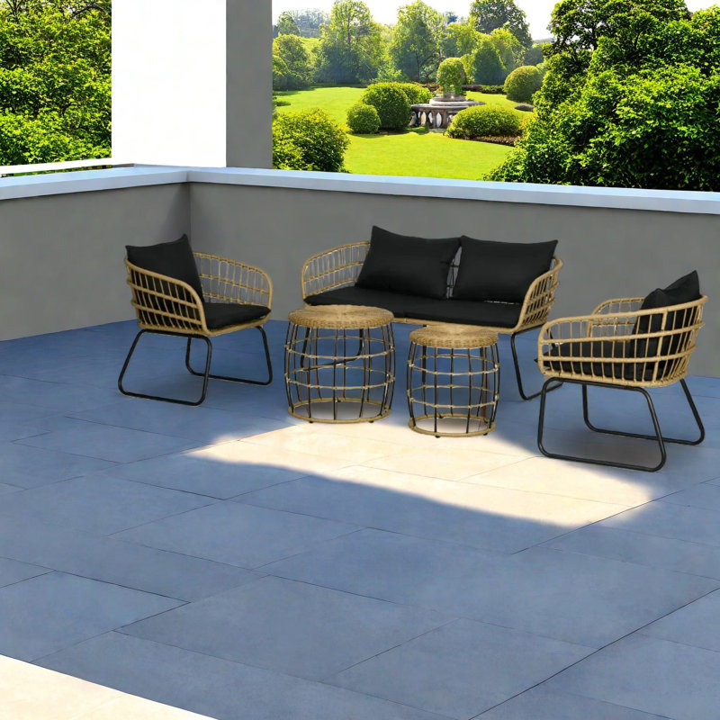 Ensemble de salle à manger de patio durable, structure en acier, style moderne, utilisation extérieure