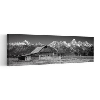Old Barn On A Landscape Grand Teton National Park Wyoming USA by Terry Thompson - Wrapped Canvas Panoramic Print