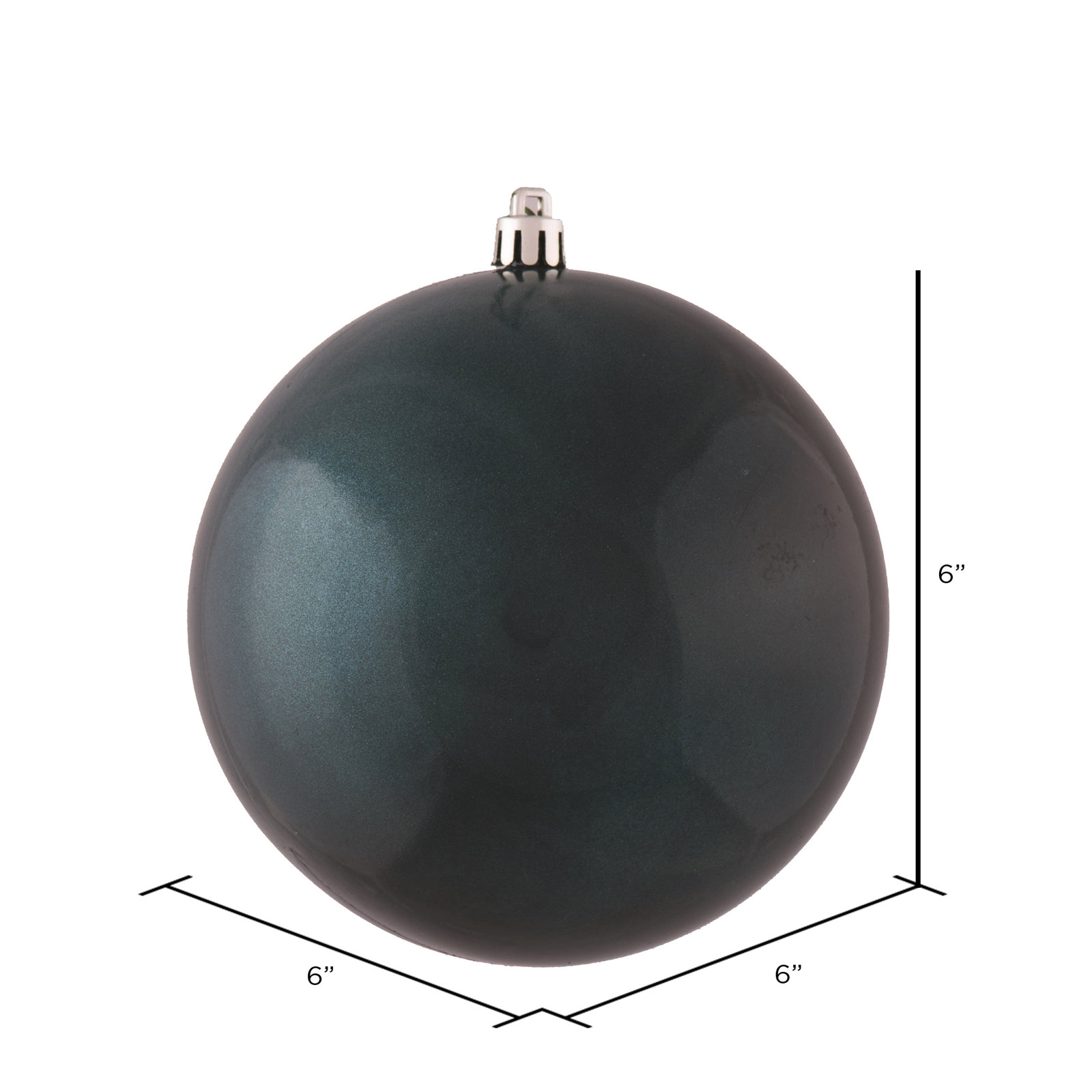 Christmas Ball Ornament, Candy Sea Blue, 6" H x 6" W x 6" D