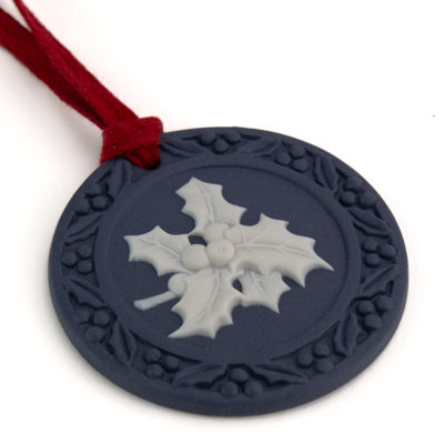 Festive Holly Ornament Mercury, Blue & White