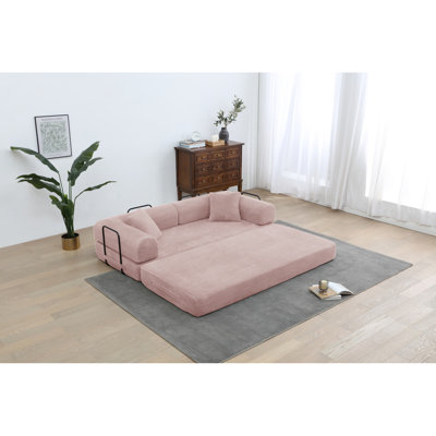 Canapé-lit convertible avec coussin cylindrique - Coussin pliant en velours côtelé avec cadre de forme fixe pour le salon, la chambre à coucher, le salon, le studio - ROSE