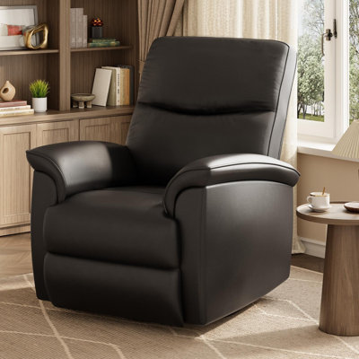 Electric Power Recliner Chair - 270° Swivel PU Leather Reclining Chair with Free Position, 38.6" Wide Seat, 350 lb Capacity Lazy Chair for Living Room, Black