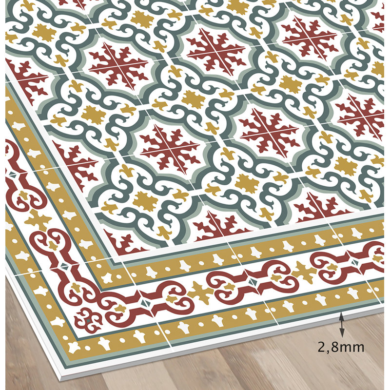 Auston Vinyl Machine Printed Area Rug, Rectangle 3'3.4" x 4'4.4"
