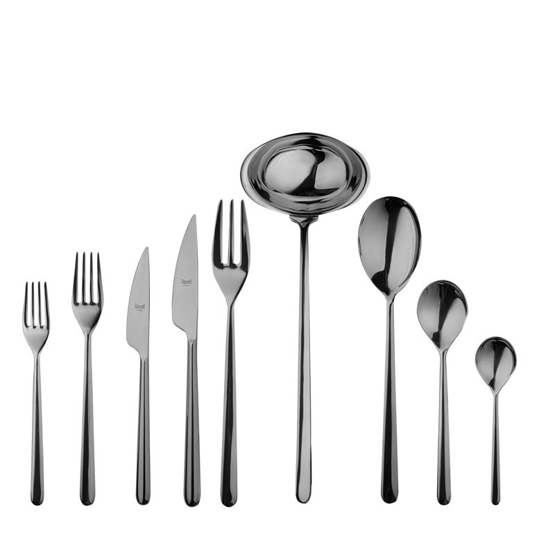 Linea Flatware Set - 75 Pieces - Black Gold, Black Gold