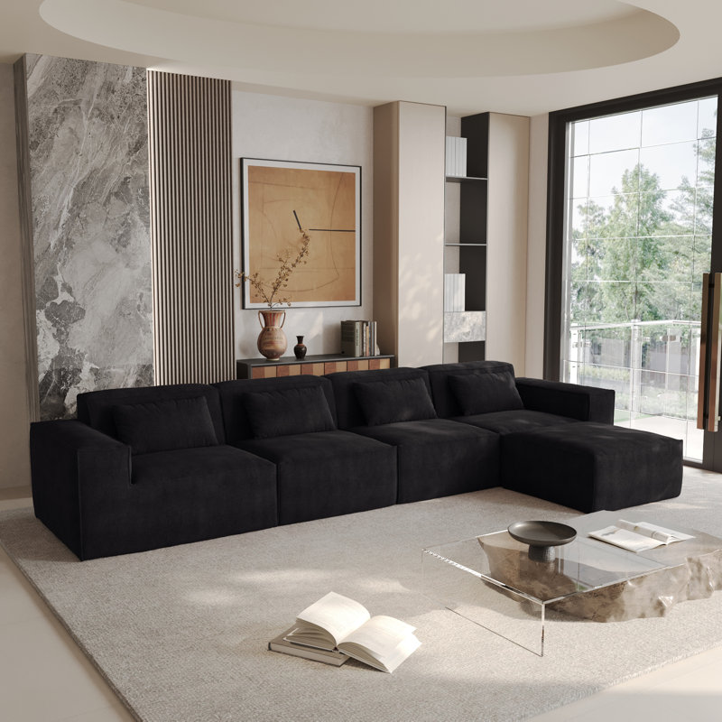 Canapé modulaire 5 pièces avec repose-pieds, Black Foam