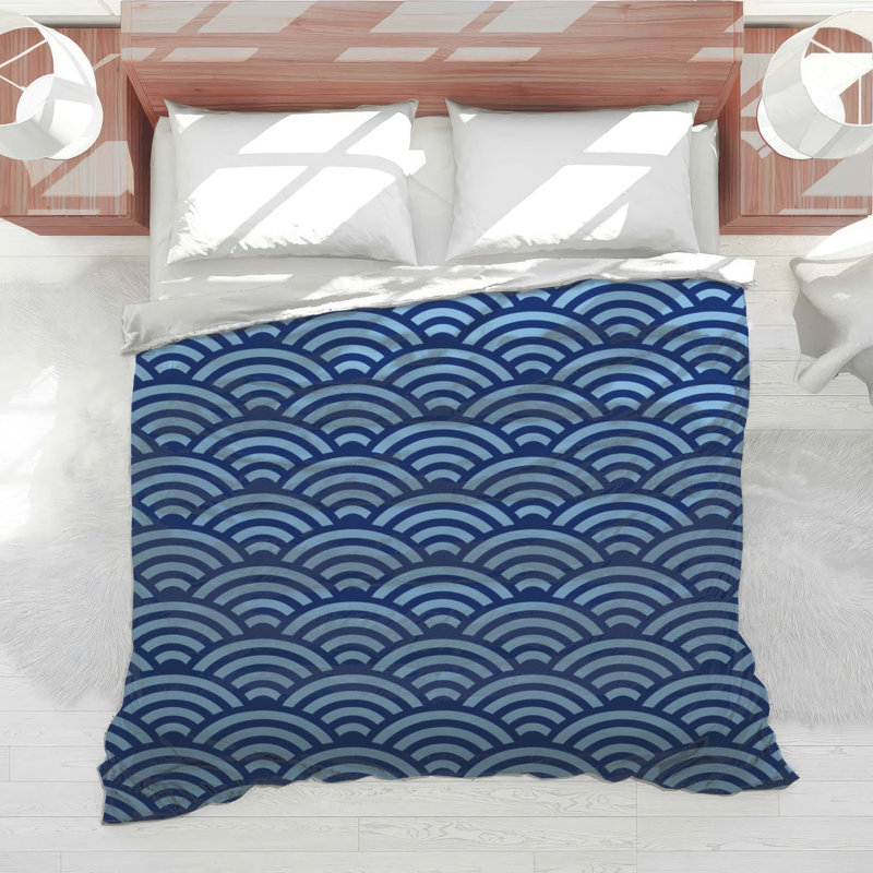 Blue Wave Pattern Comforter, Queen