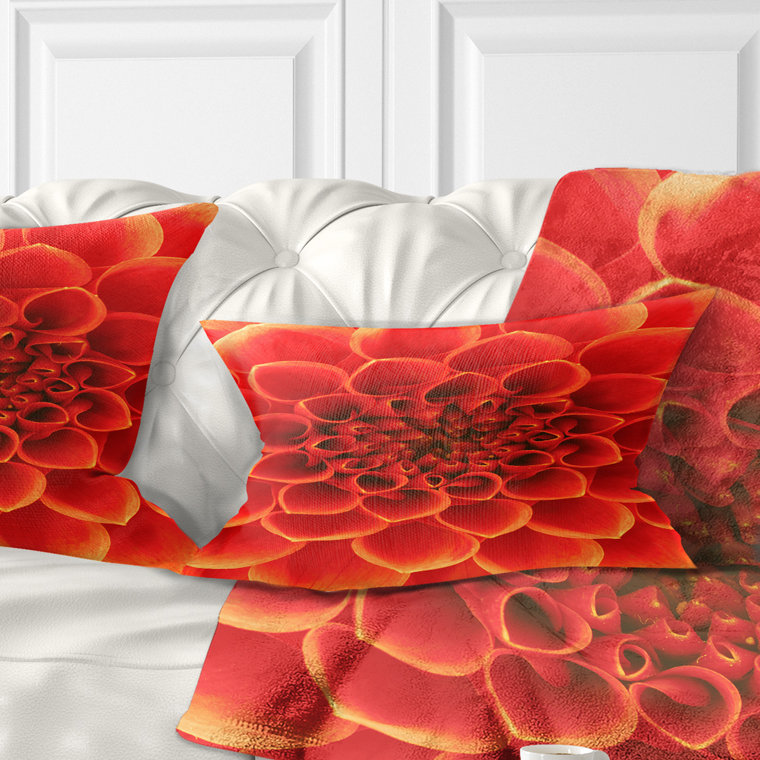 Motif floral abstrait orange - Coussin décoratif à imprimé floral