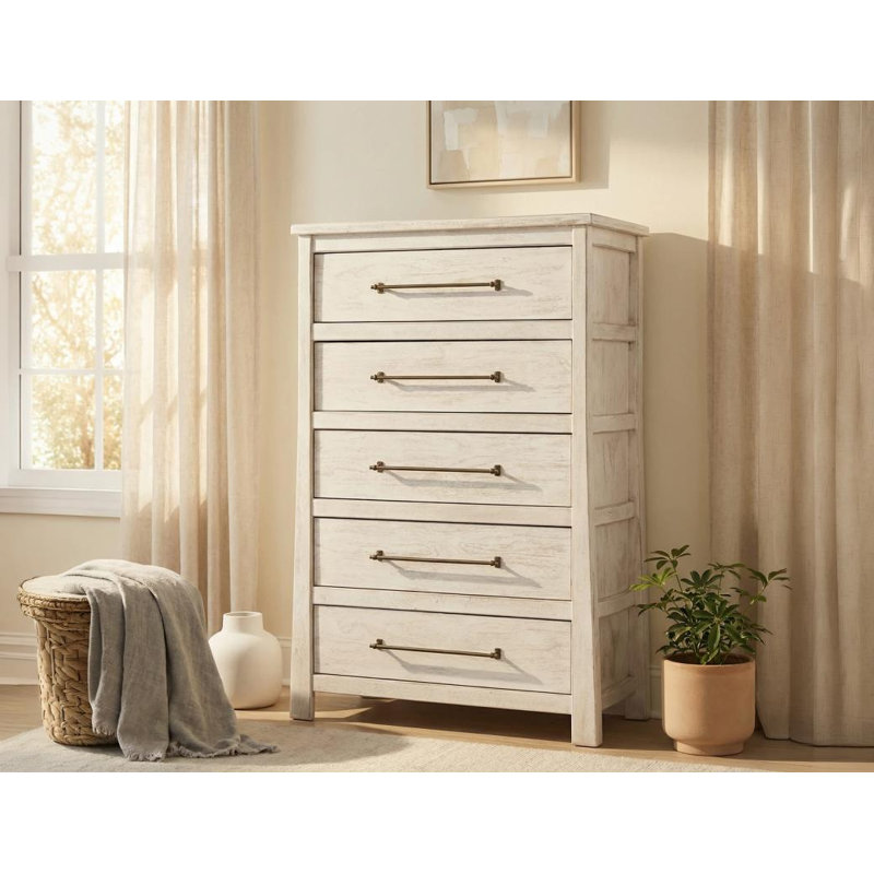 Commode 5 tiroirs White Roots