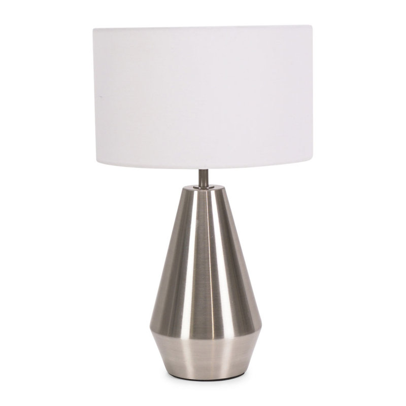 Metal Table Lamp, White, Silver