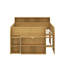 Lit mezzanine double avec bureau à roulettes intégré, 8 tablettes de rangement et lumières DEL-930974273