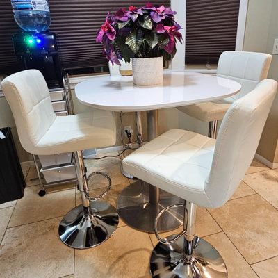 Charies Swivel Upholstered Adjustable Height Counter Stool with Metal Frame