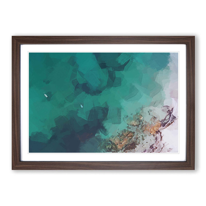 Boats in Rue De La Saline Guernsey in Abstract - Picture Frame Graphic Art Print, 27cm H x 36cm W x 2cm D, Walnut Framed
