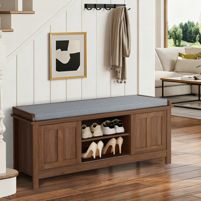 Banc de rangement pour 8 paires de chaussures avec tablette et coussin réglables