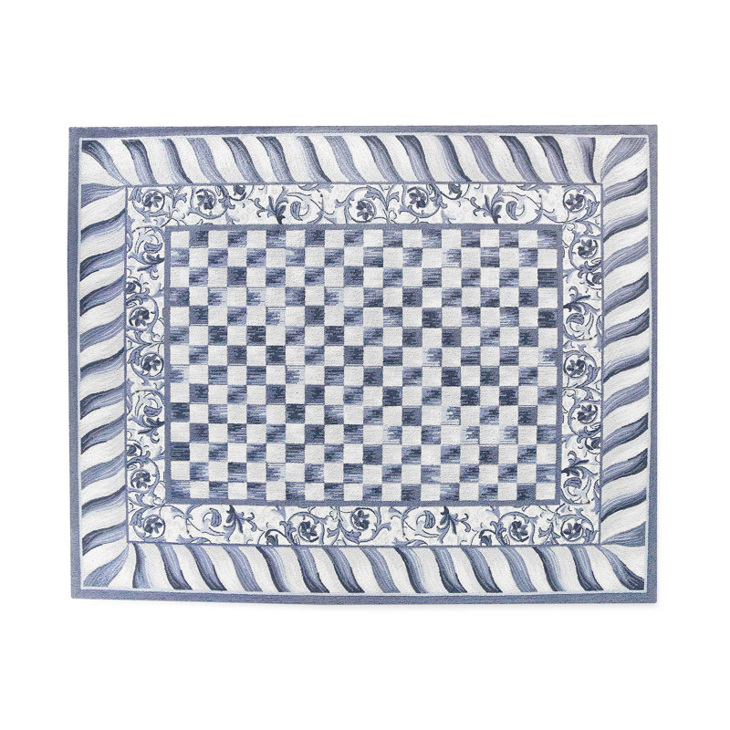 Sterling Check Hand-Knotted Gray Stripe Wool Octagon Rug, 6'