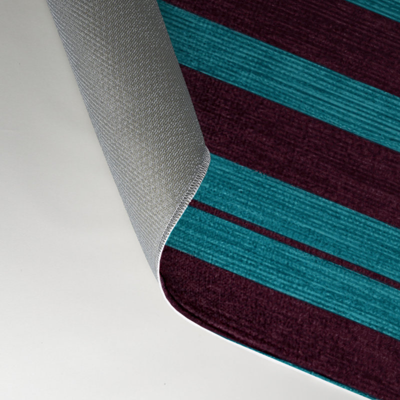 Tapis intérieur / extérieur rouge HorizontalStripes, Rectangle 5 pi x 7 pi