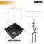 13mm Thick Black Granite Composite Tabris 45x50x20cm - 80% Quartz Ore Stone Basin, Scratch Resistant & Self-healing, Topmount/undermount/flushmount, Includes Full Waste Kit