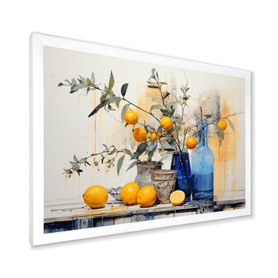 Décoration murale bohème bleue et jaune agrume III - Boho Pottery