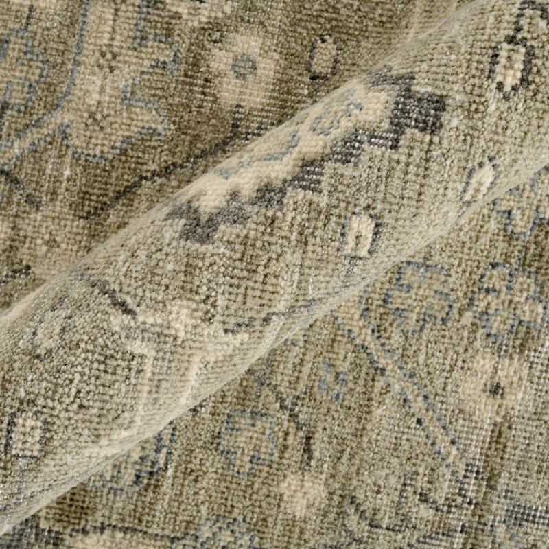 Tapis traditionnel beige noué à la main Hiller, Rectangulaire 8 pi x 10 pi