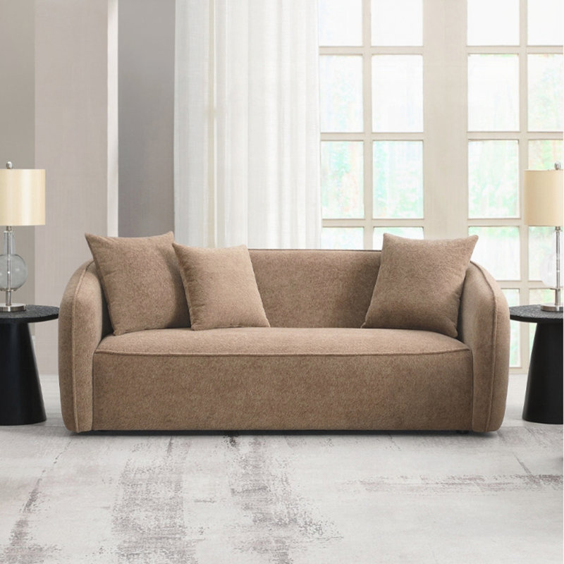 Canapé en chenille avec 3 coussins, L 79 po, Chenille brun