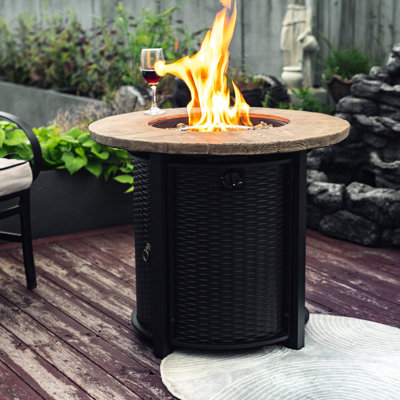 Table de feu d'extérieur de 30 pouces avec propane, plateau de table, valve d'arrêt automatique, chaleur de 40000 BTU, avec housse de pluie et table de foyer au propane Rocks Lava, plateau, puissance thermique, fonction polyvalente,